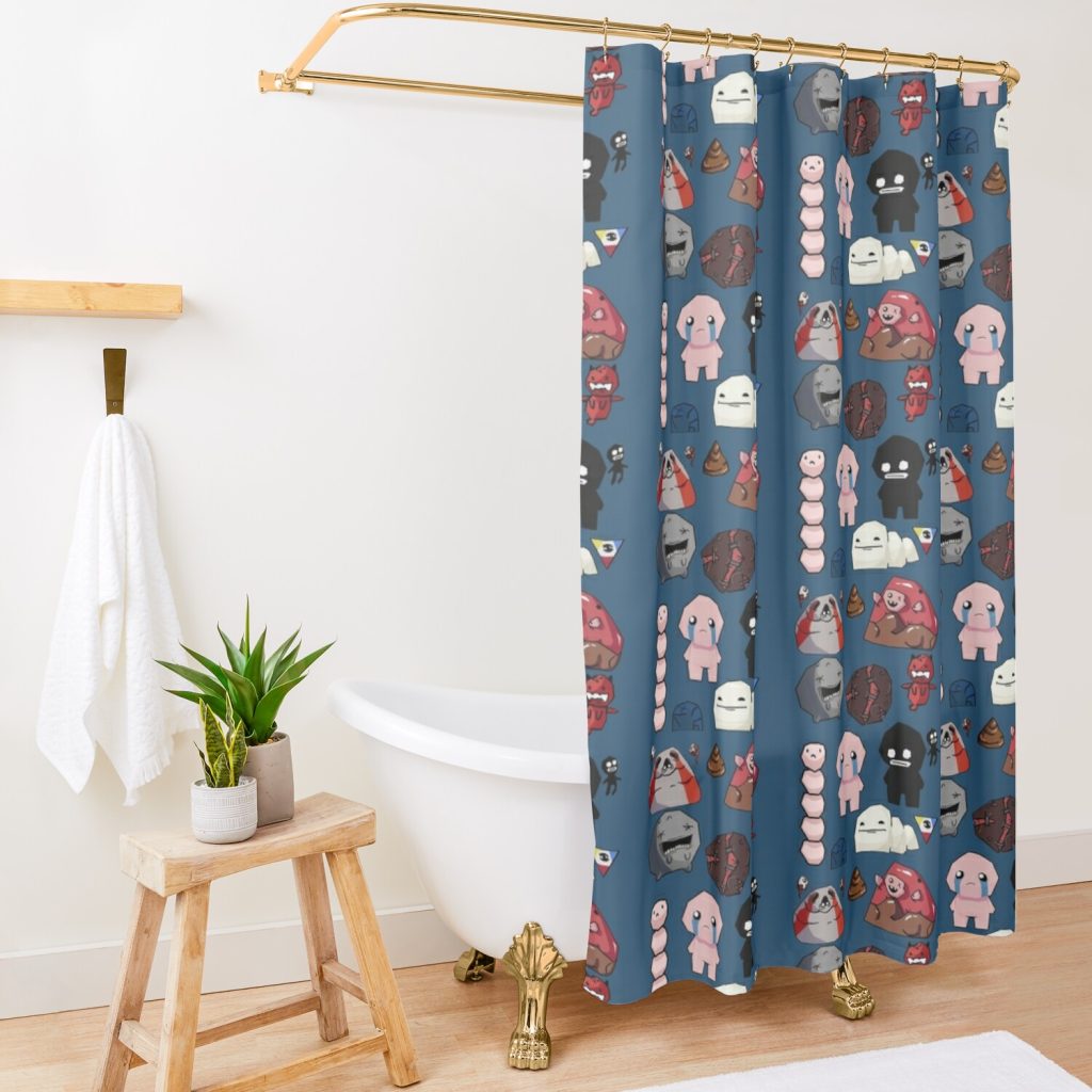 Funny The Binding Of Isaac Design Shower Curtain Official The Binding Of Issac Merch