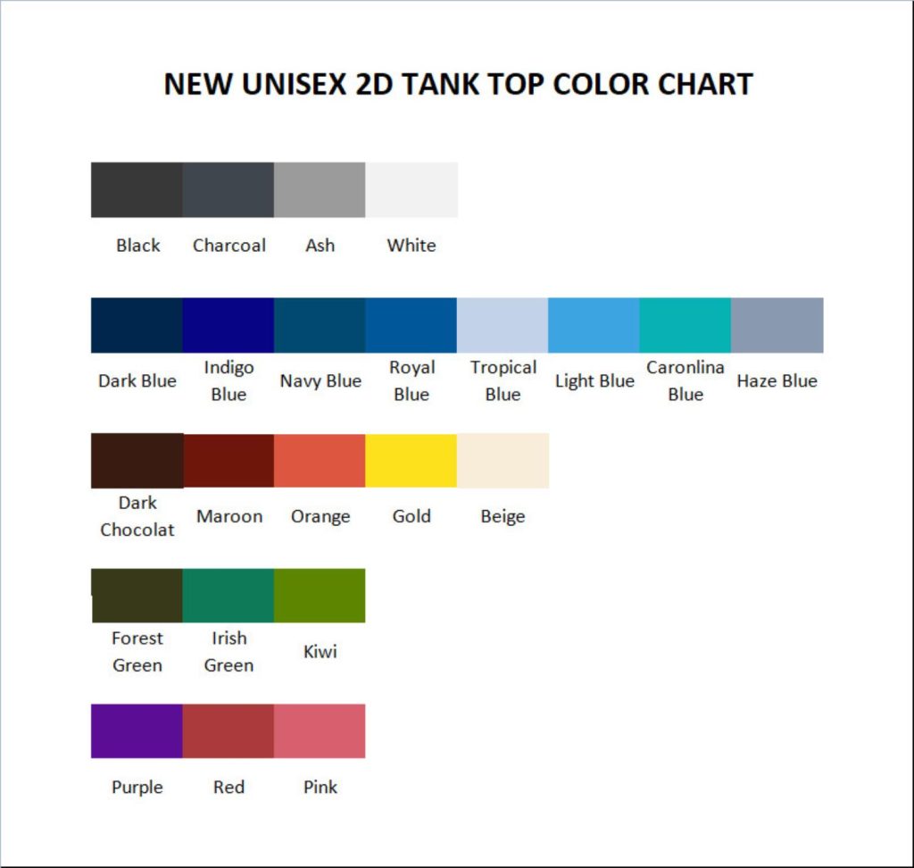 tank top color chart - The Binding Of Issac Shop